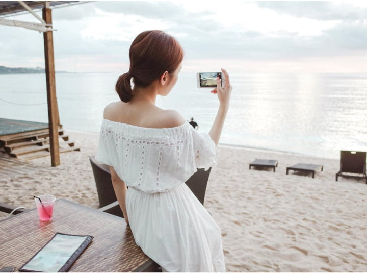 【dress】オフショルダーお洒落旅行デートワンピース　M16938