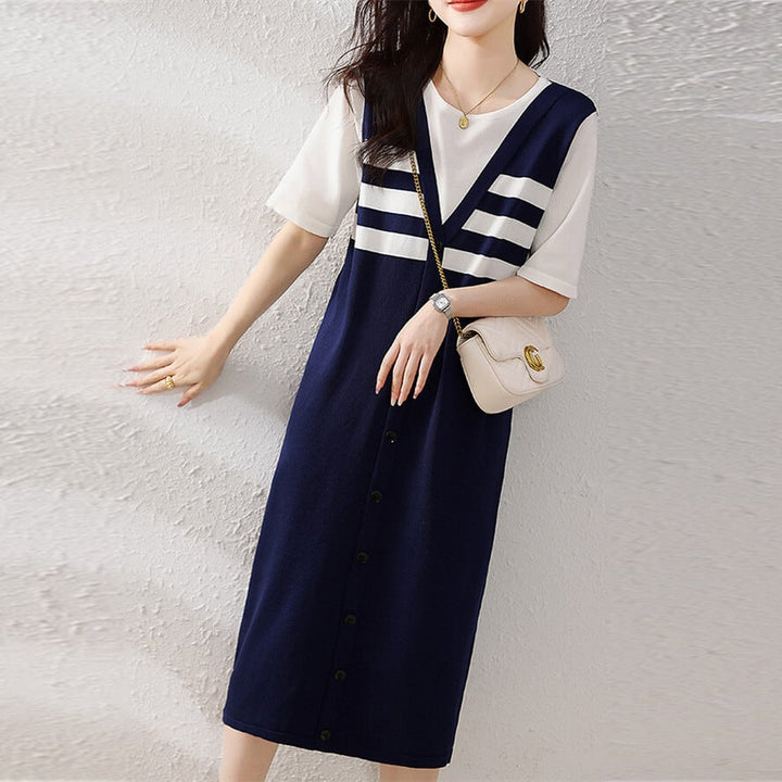 【dress】今季マストバイキャンパス切り替えワンピース　M16852