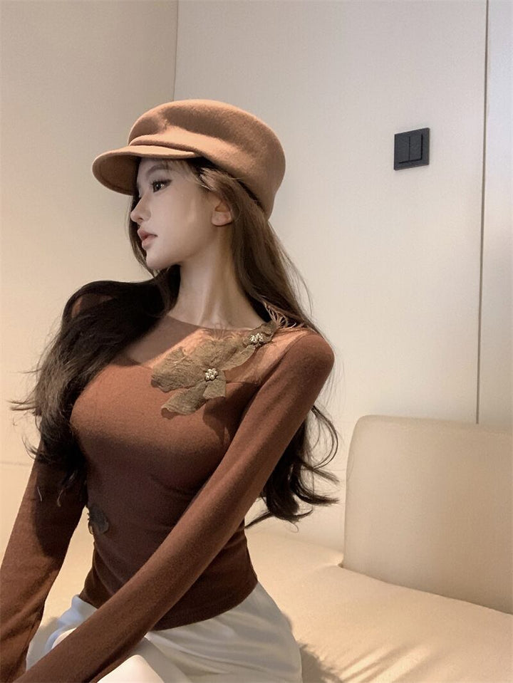 【tops】チュールコンビ立体フラワートップス　M28376