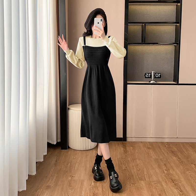 【dress】切り替えニットワンピース　M26645