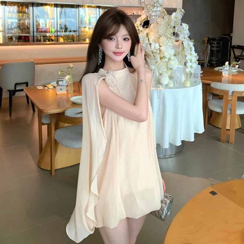 【dress】ケープデザインミニワンピース Q8522