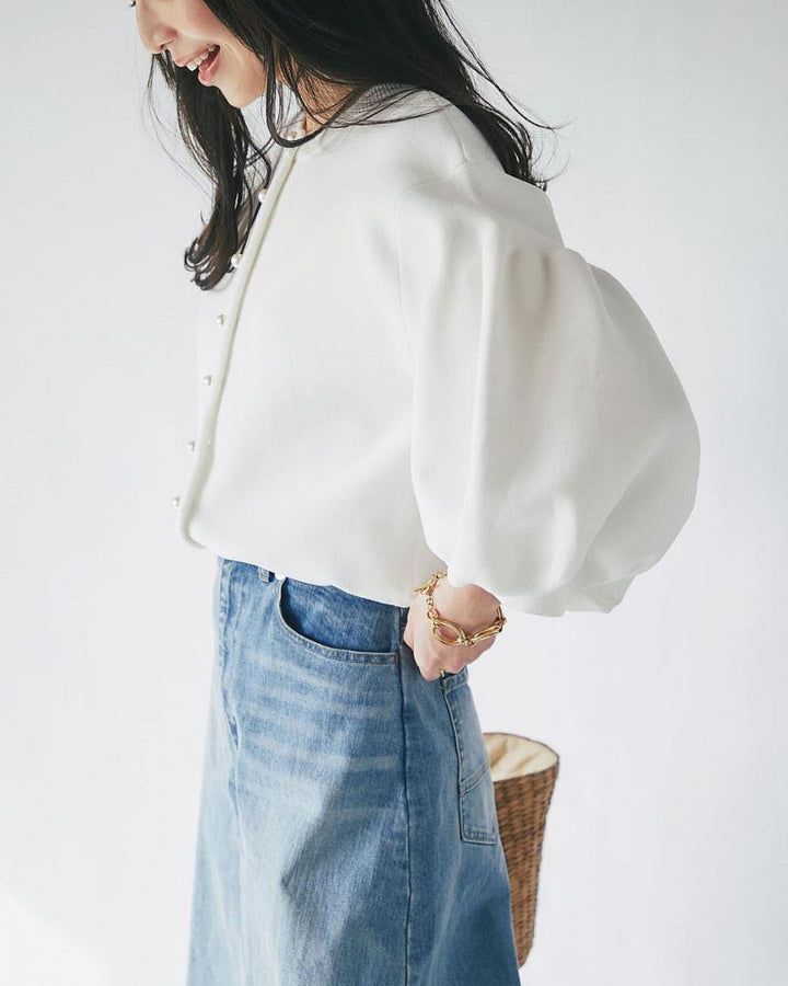 【outer】2WAYパフスリーブニットカーデ　M25560