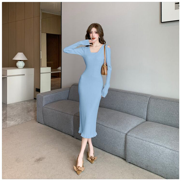 【dress】オフショルダーニットワンピース　M18813