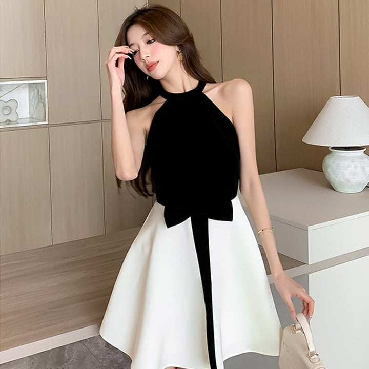 【dress】ホルターネックフレアワンピース Q7981