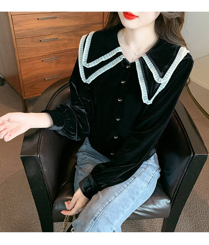 【tops】輝いて超人気 !  エレガントシャツトップス　M17333