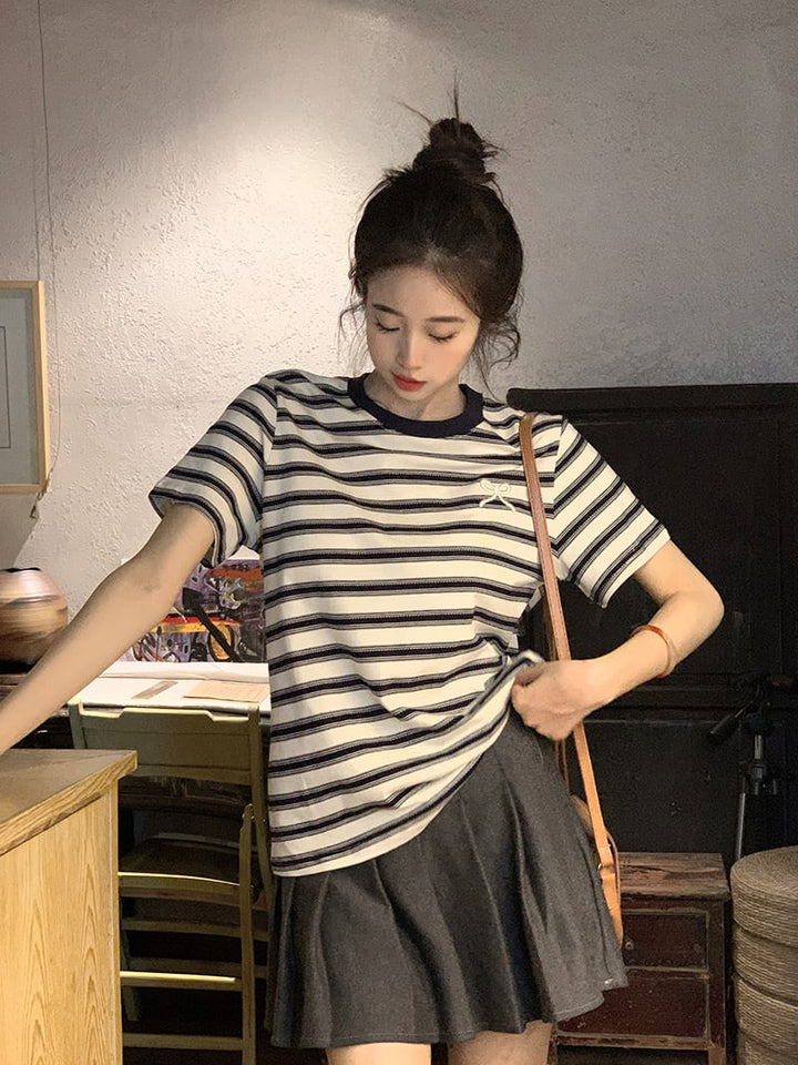 【tops】ボーダー柄Tシャツ　M25136