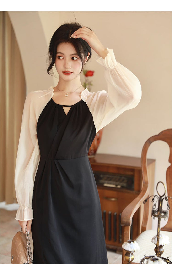 【dress】おしゃれ大人気切り替えデートワンピース着瘦せ　M17082