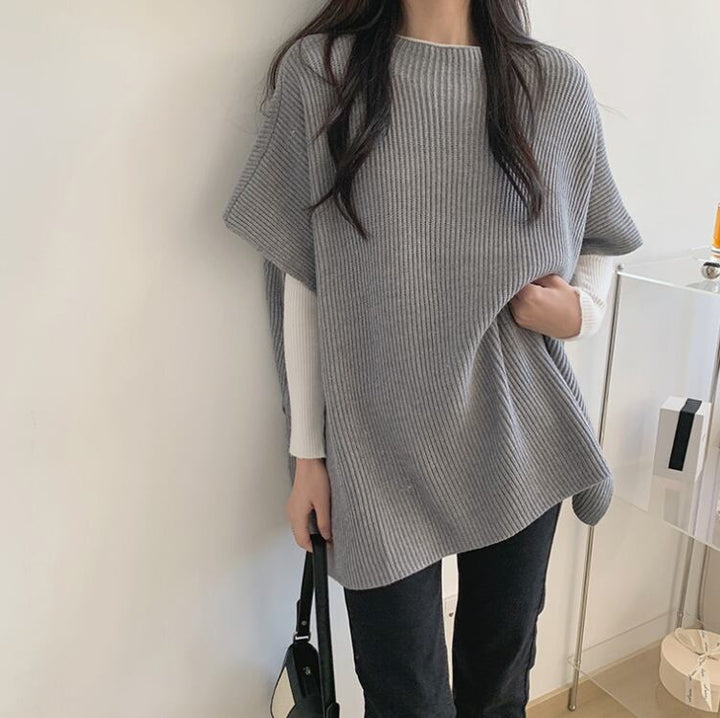 【tops】スリットケープニットジレ　M18411