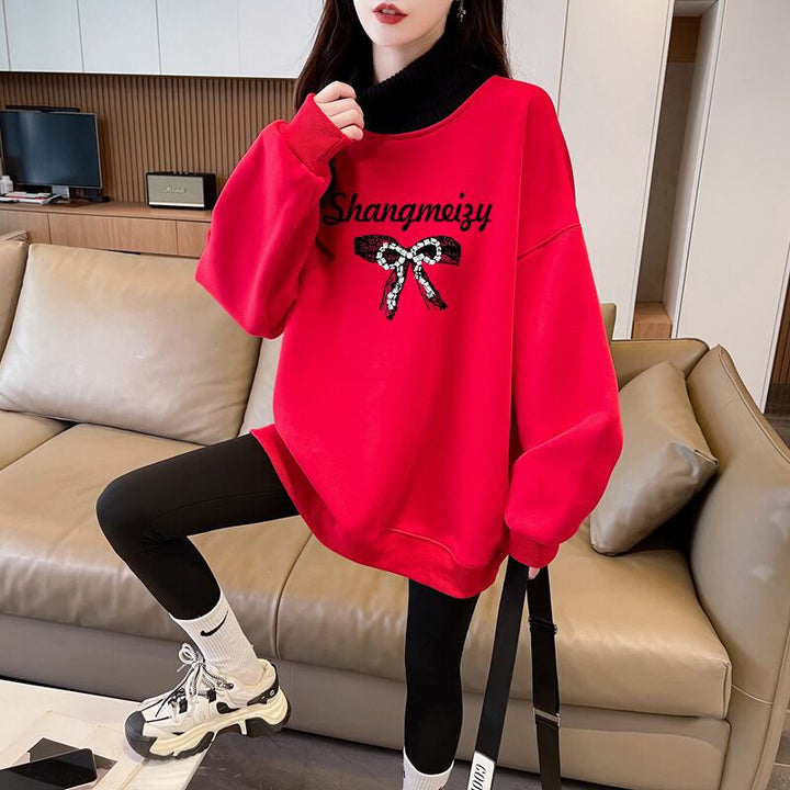 【tops】裹起毛プリントプルオーバー　M28731