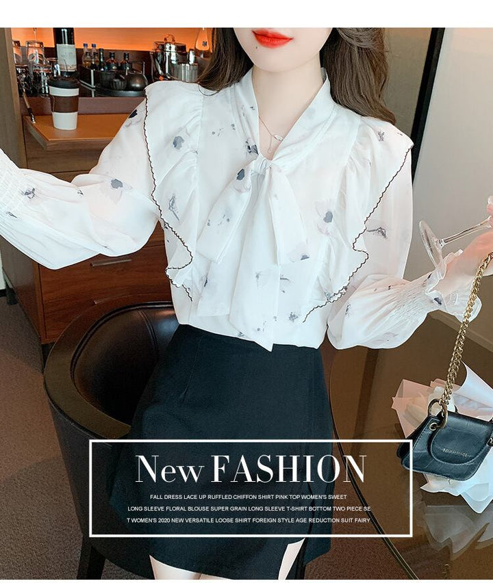 【tops】リボン付きシャツトップス　M18477