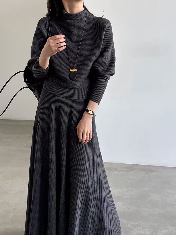 【set】ニットトップス×ロングスカートセット  K0655