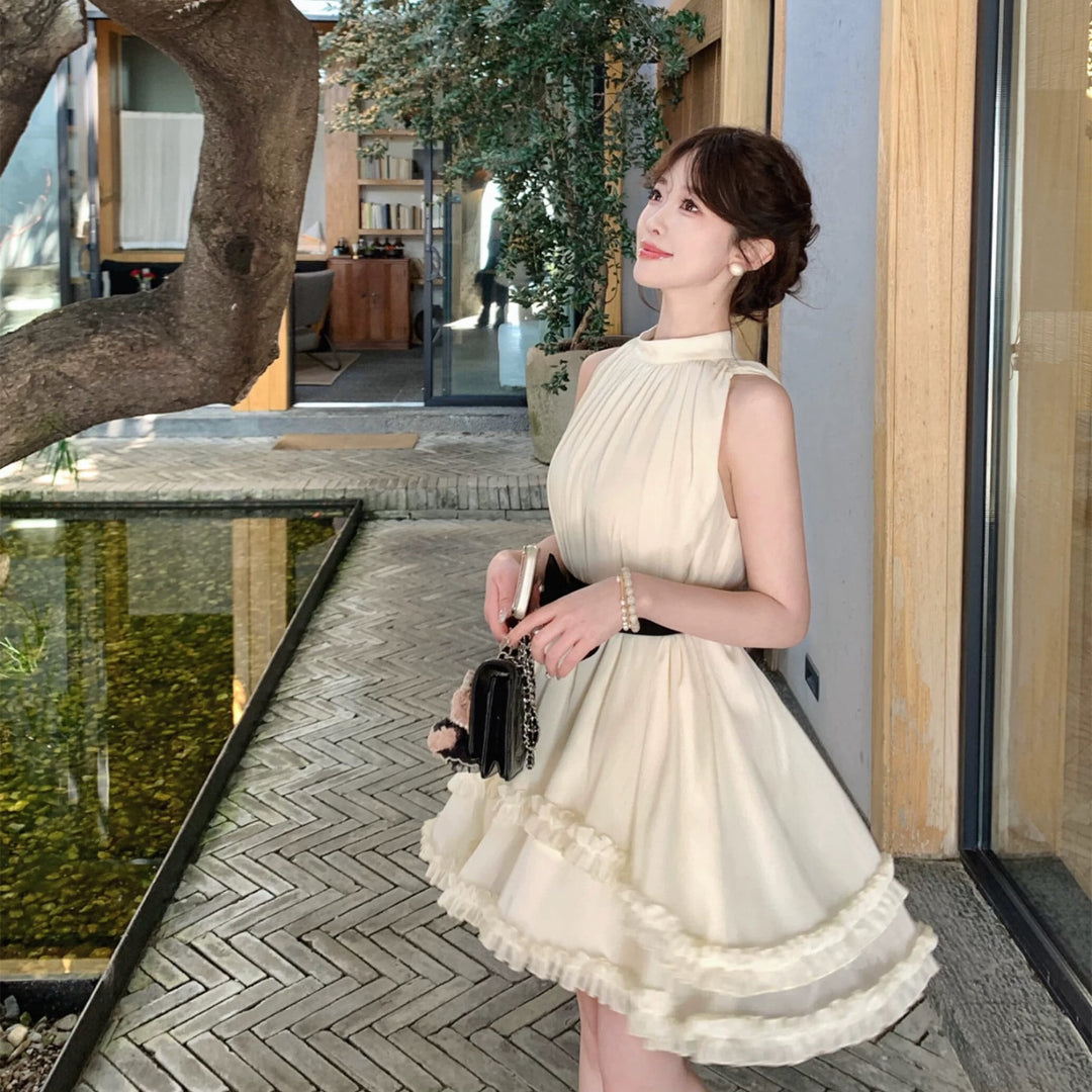 【dress】リボンベルト付きミニワンピース　N3580