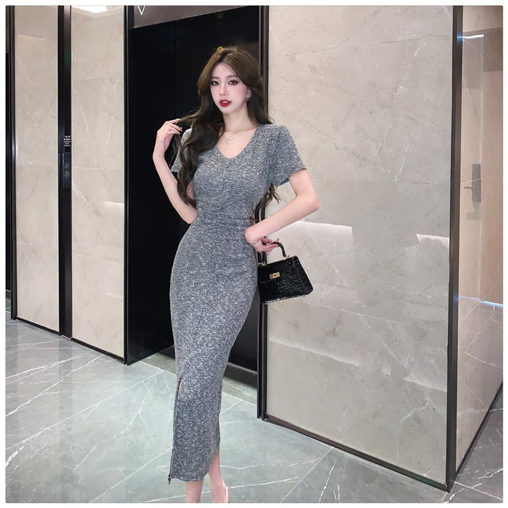 【dress】人気を独占中 ファッションスリットワンピース　M16889