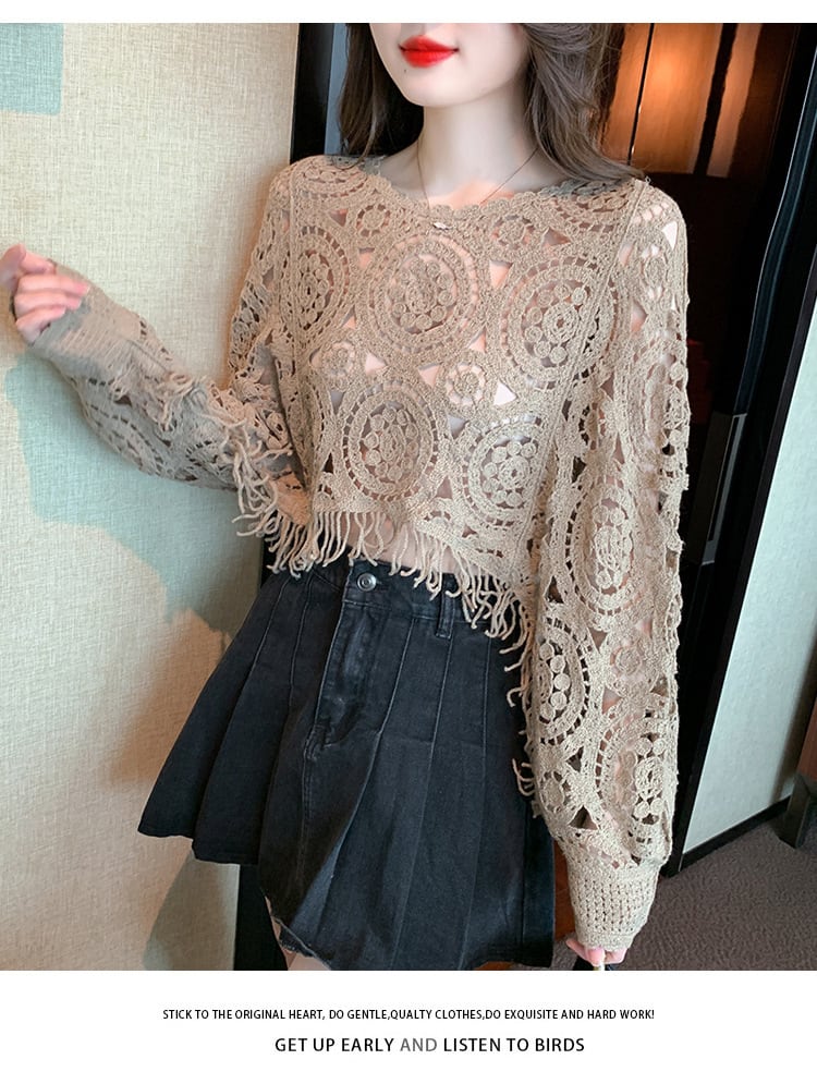 【tops】優しい雰囲気カットワークレーストップス　M17665