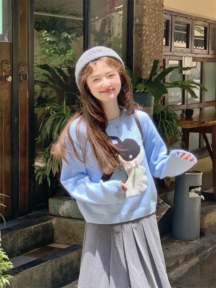 【tops】クルーネックニットセーター　M18385