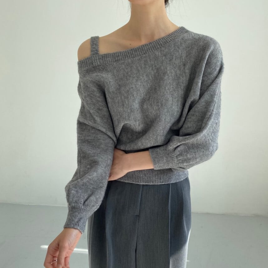 【tops】オフショルダーニットセーター　M18161