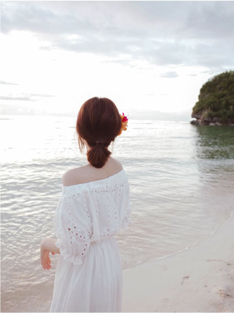 【dress】オフショルダーお洒落旅行デートワンピース　M16938