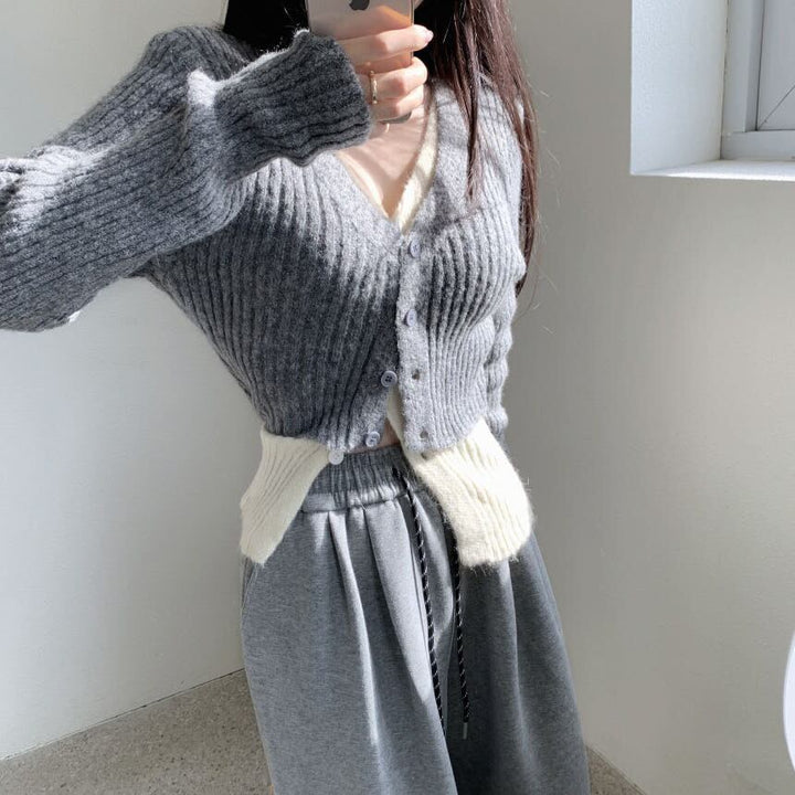 【outer】配色切り替えニットカーデ　M28679