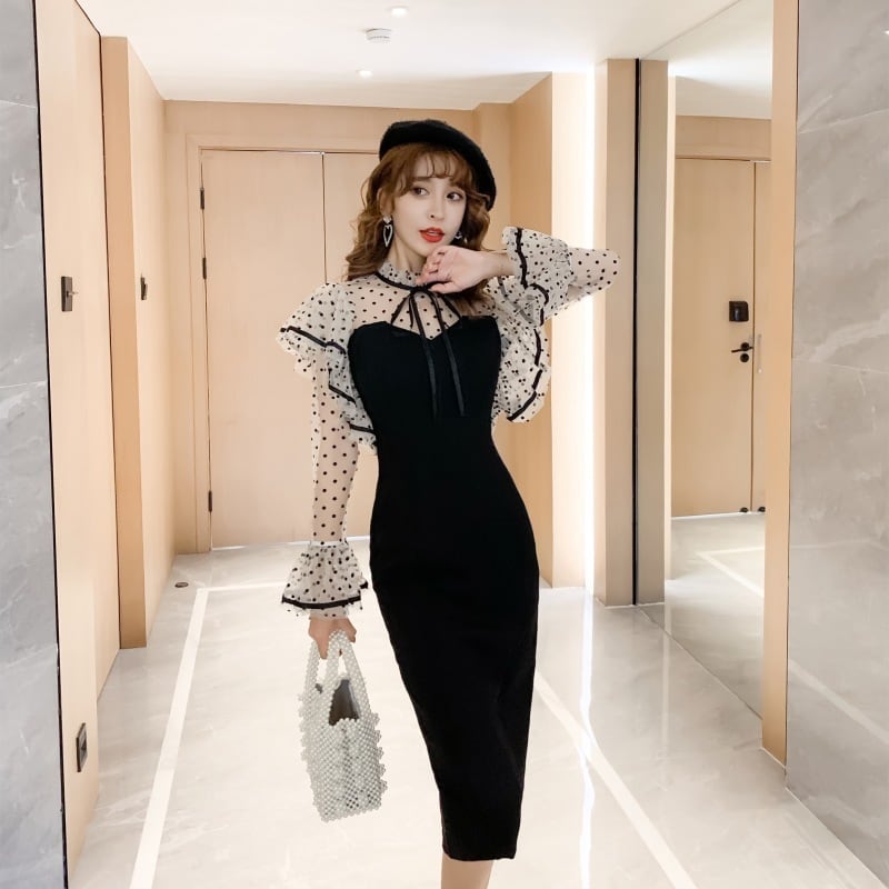 【dress】フリル切り替えワンピース　M21596
