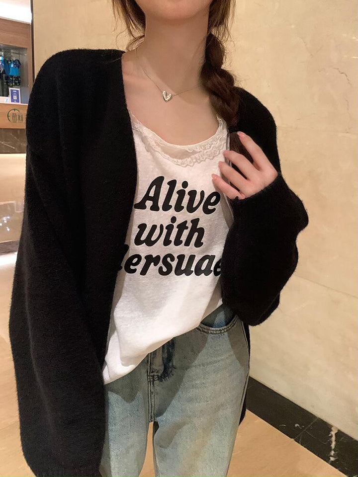 【outer】Vネックニットカーデ　M19013