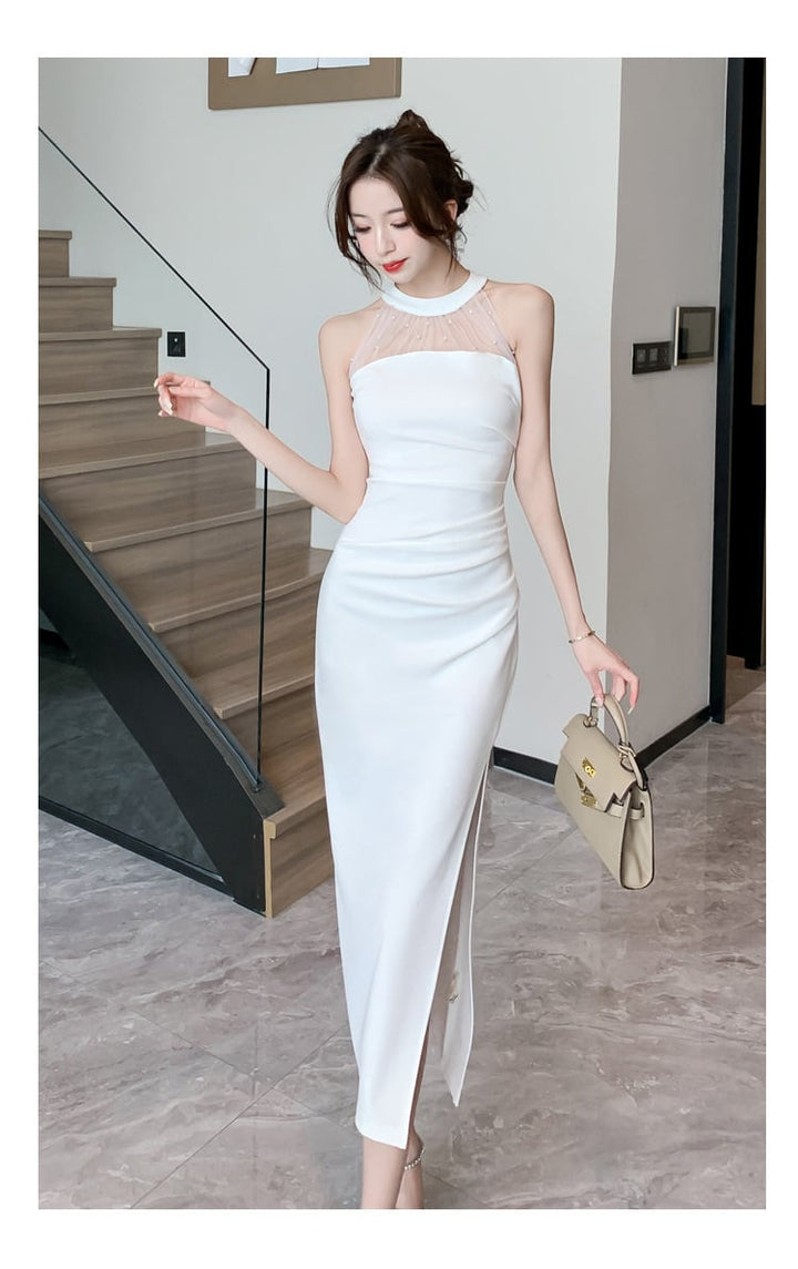 【dress】おしゃれ！ノースリーブスリットワンピース　M17226
