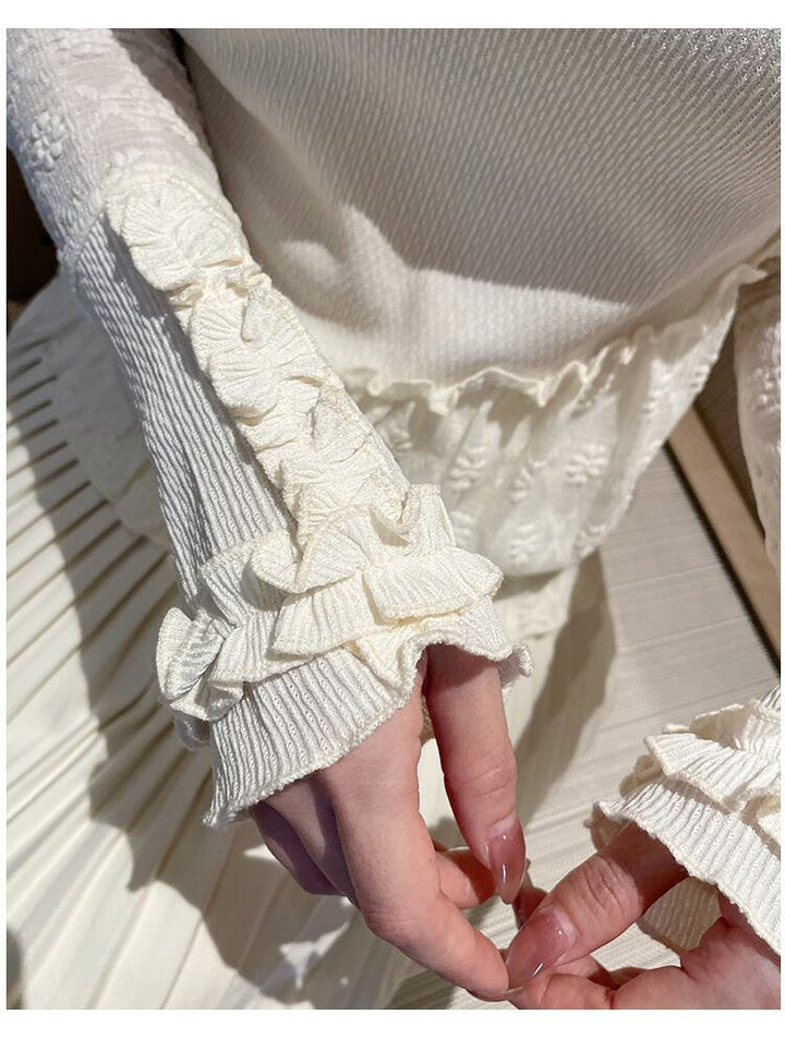 【tops】レース切り替えシャツトップス　M28903