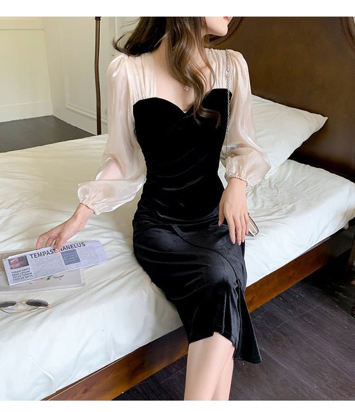 【dress】知的で品の良い♡エレガント切り替えワンピース　M17261