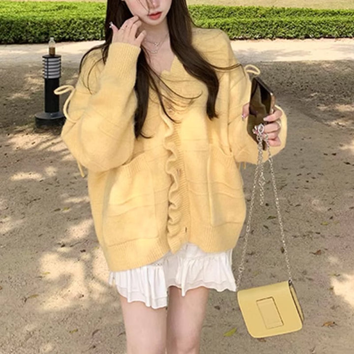 【outer】Vネックニットカーデ　M27053