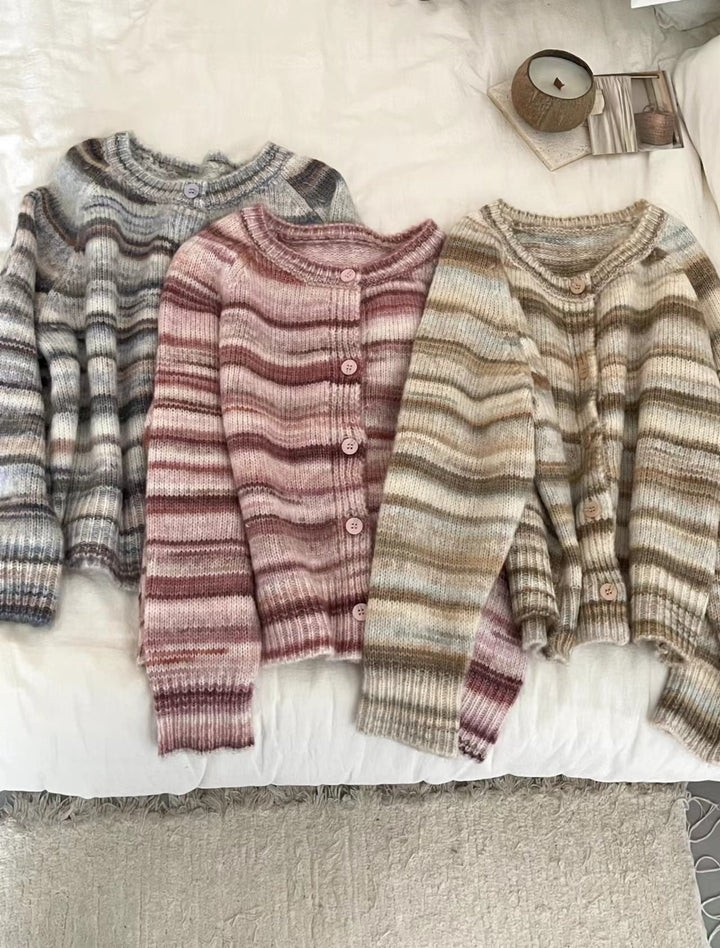 【outer】ボーダー柄ニットカーデ　M20362