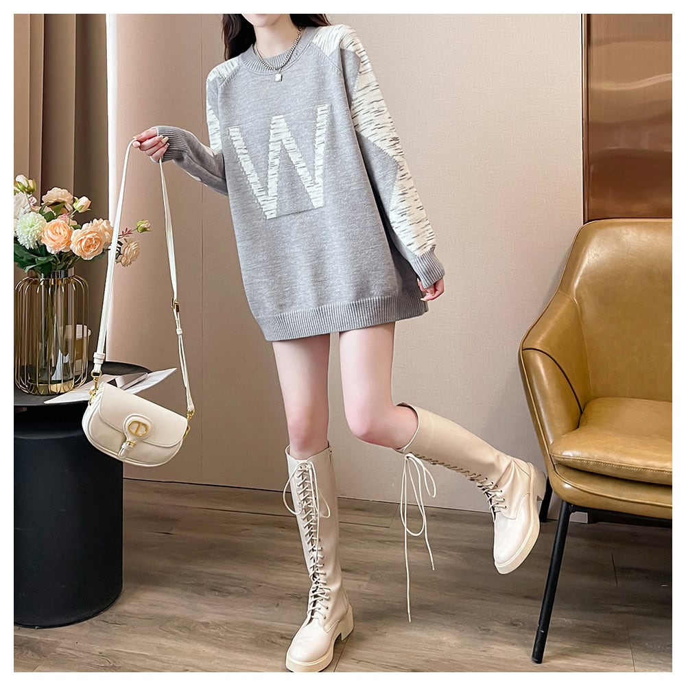 【tops】ジャカードニットセーター　M26572