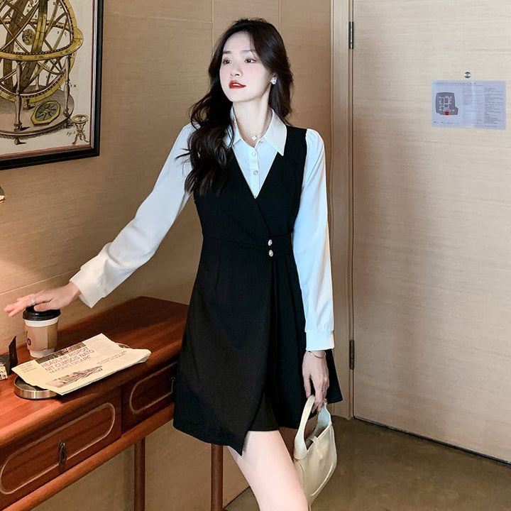 【dress】大人らしい ファッション切り替えワンピース　M17262