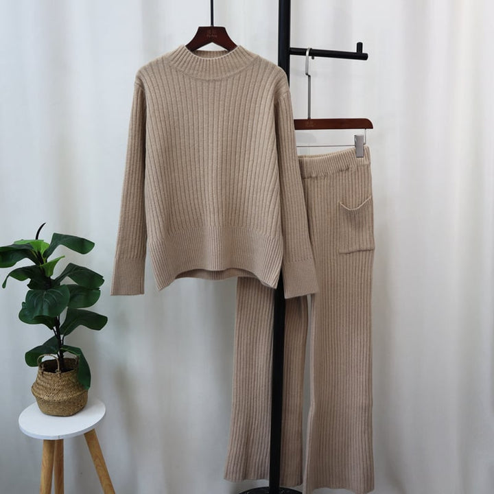 【set】ニットセーター×ワイドパンツセット　M26136