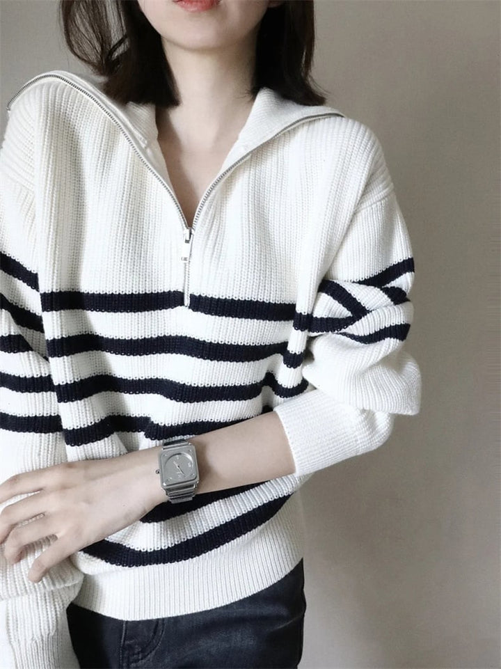 【tops】ボーダー柄ニットセーター　M18703