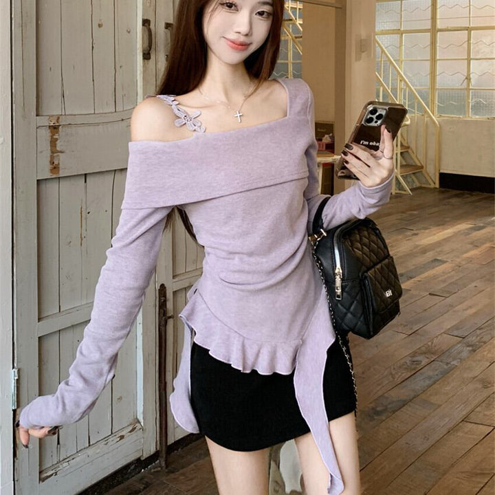【tops】不規則 イレギュラーニットトップス　M28226