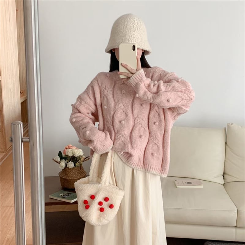 【tops】クルーネックニットセーター　M17982