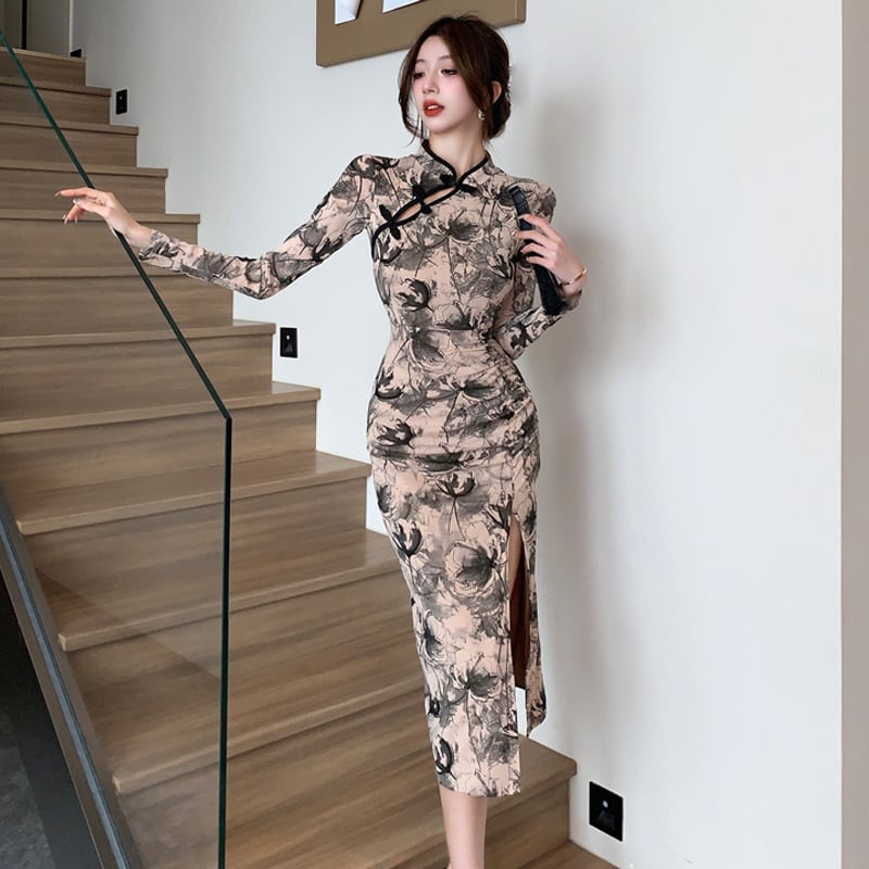 【dress】女子力アップエレガントスリットワンピース　M17414