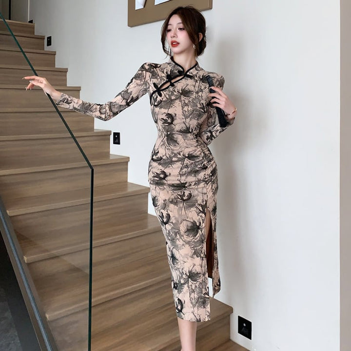 【dress】女子力アップエレガントスリットワンピース　M17414