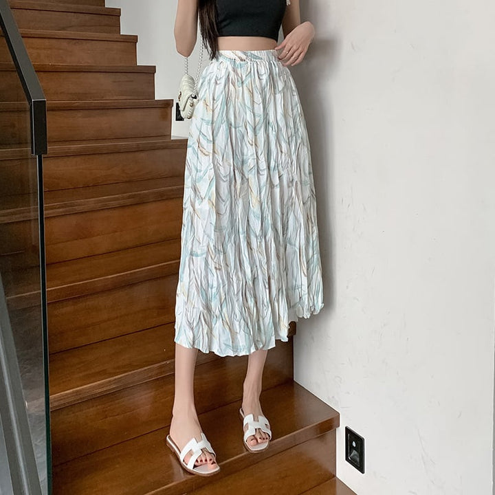 【bottoms】話題沸騰中 オシャレプリーツ花柄スカート　M17036