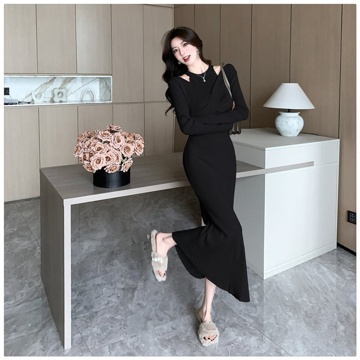 【dress】切り替えニットワンピース　M28022