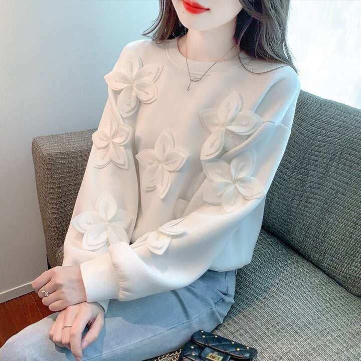 【tops】ビジュー立体フラワープルオーバー　M29139