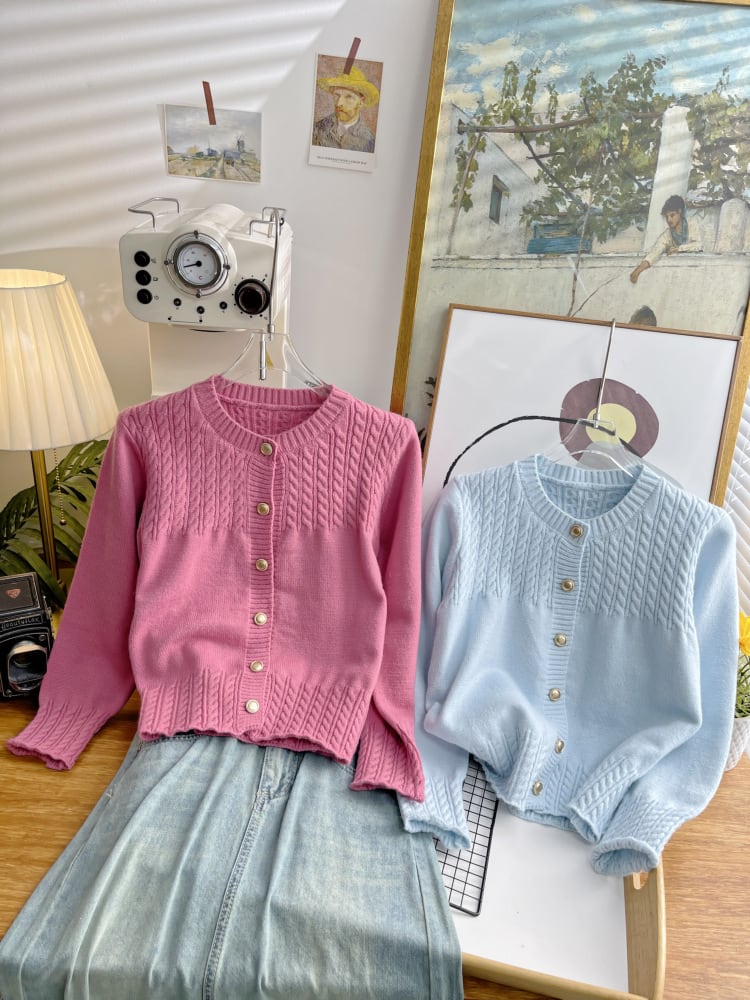 【outer】クルーネックニットカーデ　M25884