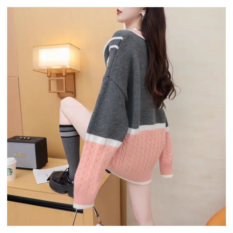 【tops】配色切り替えニットセーター　M29174