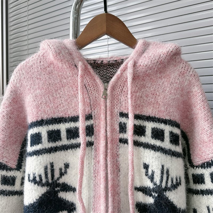 【outer】フード付きニットカーデ　M28316