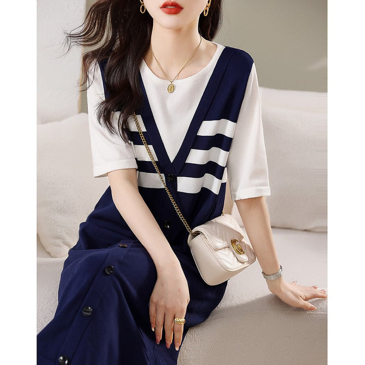 【dress】今季マストバイキャンパス切り替えワンピース　M16852