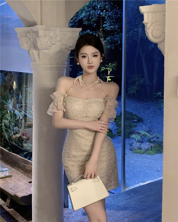 【dress】レース切り替えワンピース　M24182