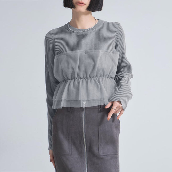 【tops】チュールドッキングニットトップス　M28014