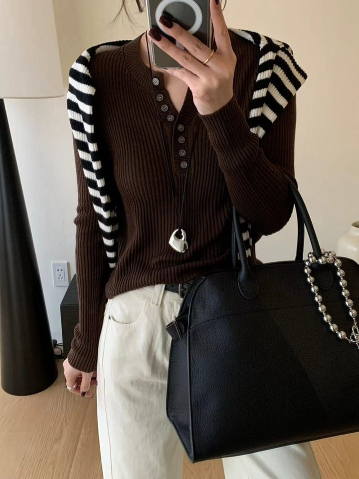 【tops】Vネックニットトップス　M26791