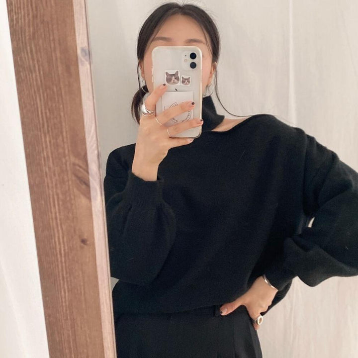 【tops】オフショルダーニットセーター　M26609