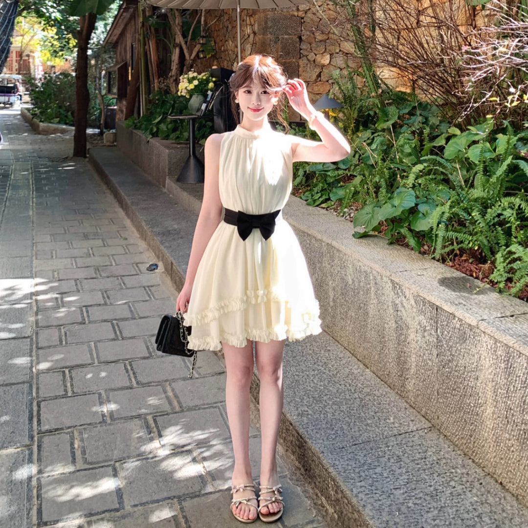 【dress】リボンベルト付きミニワンピース　N3580