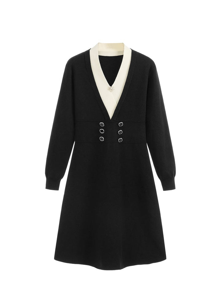 【dress】Vネックニットワンピース　M18286